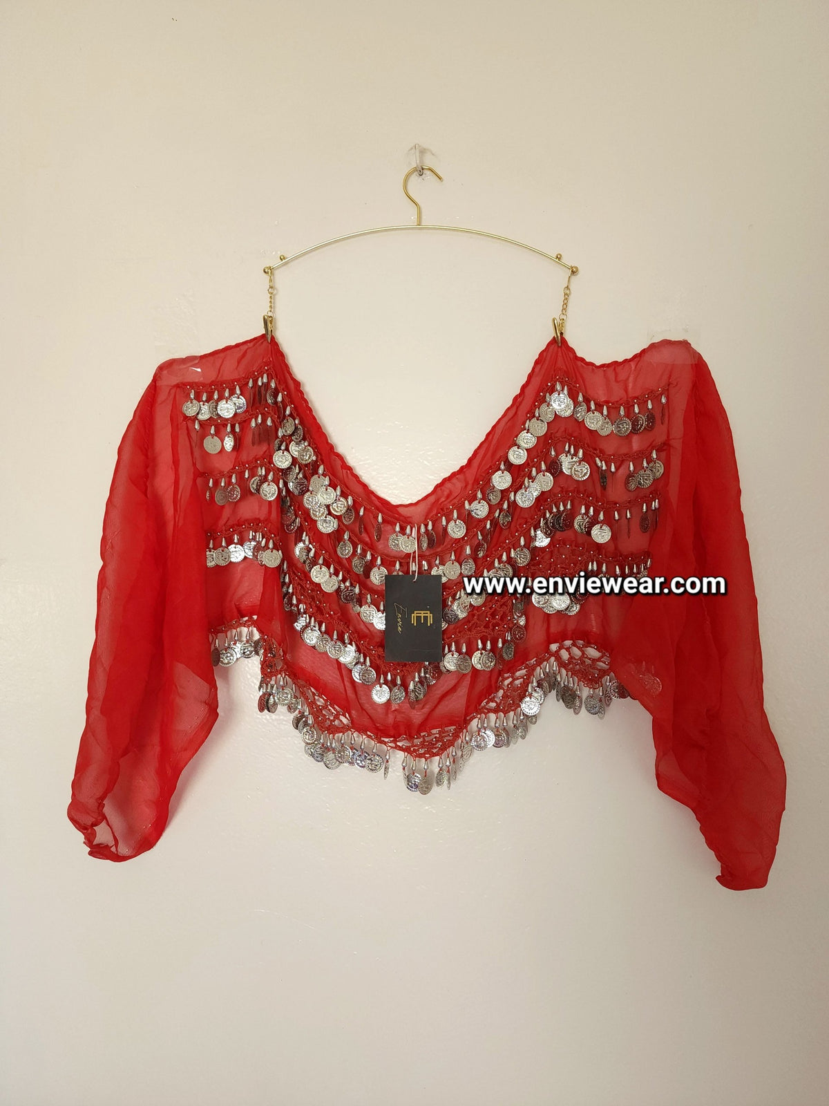 Ceinture orientale rouge argenté