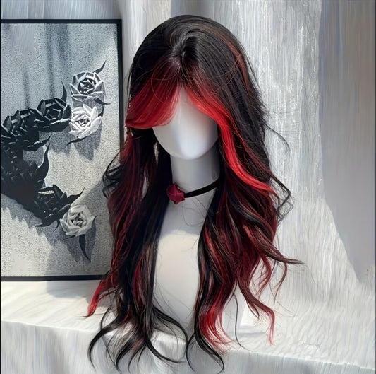 Black and red high quality wig