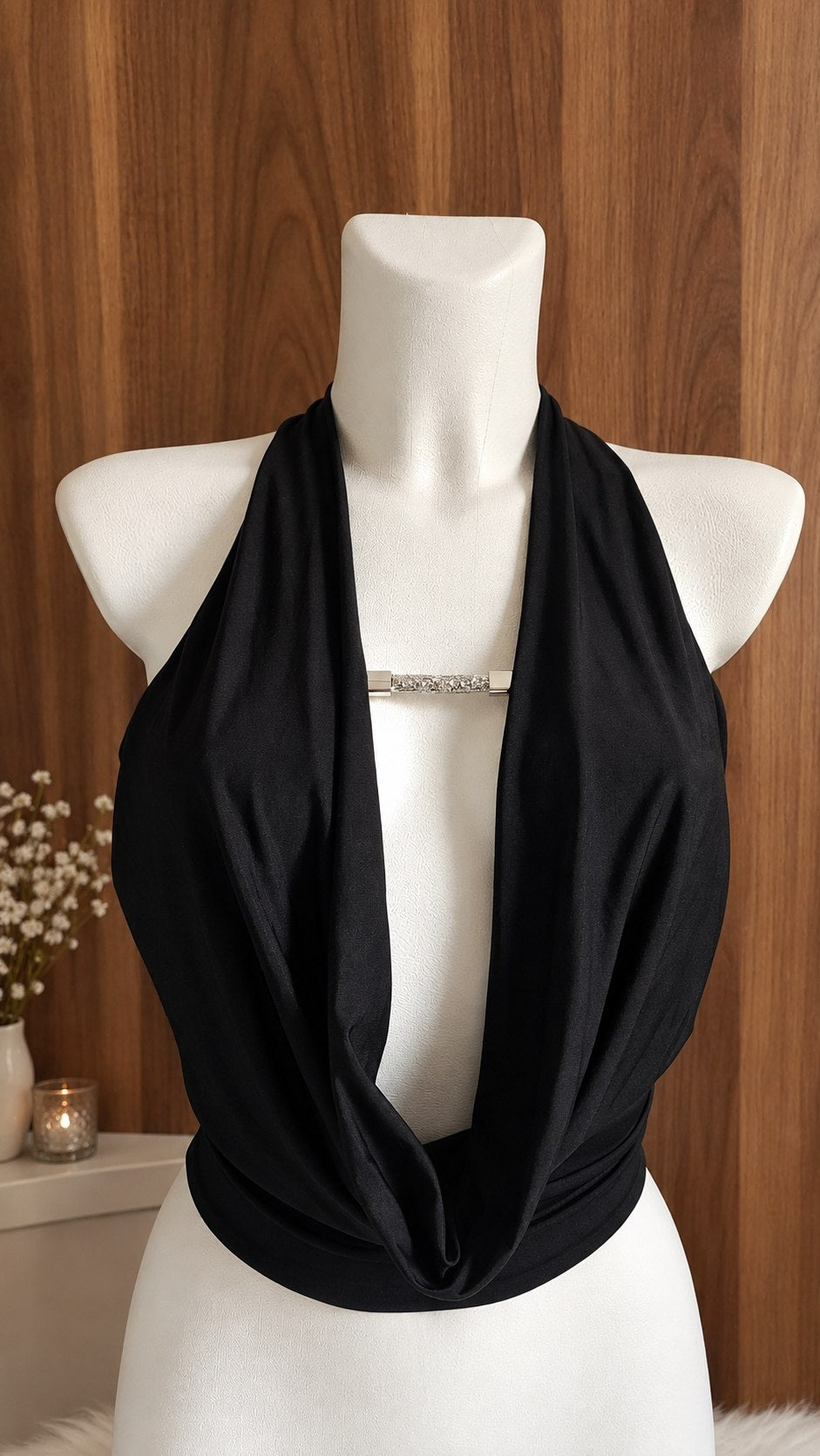 Top noir halter dos nu M/L