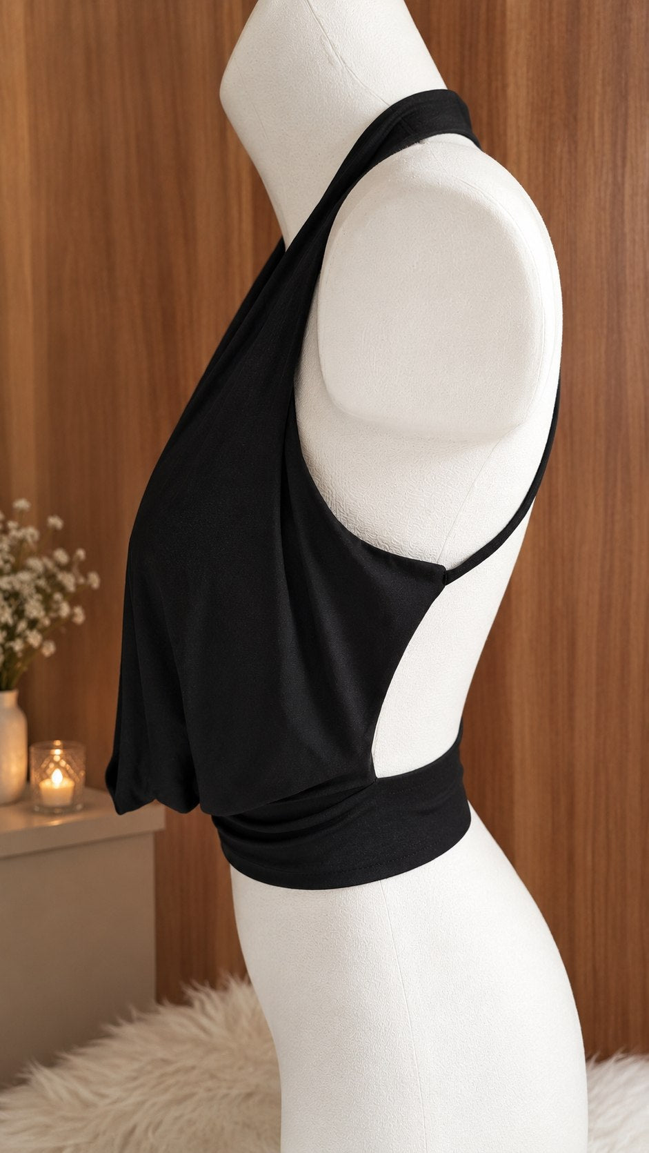 Top noir halter dos nu M/L