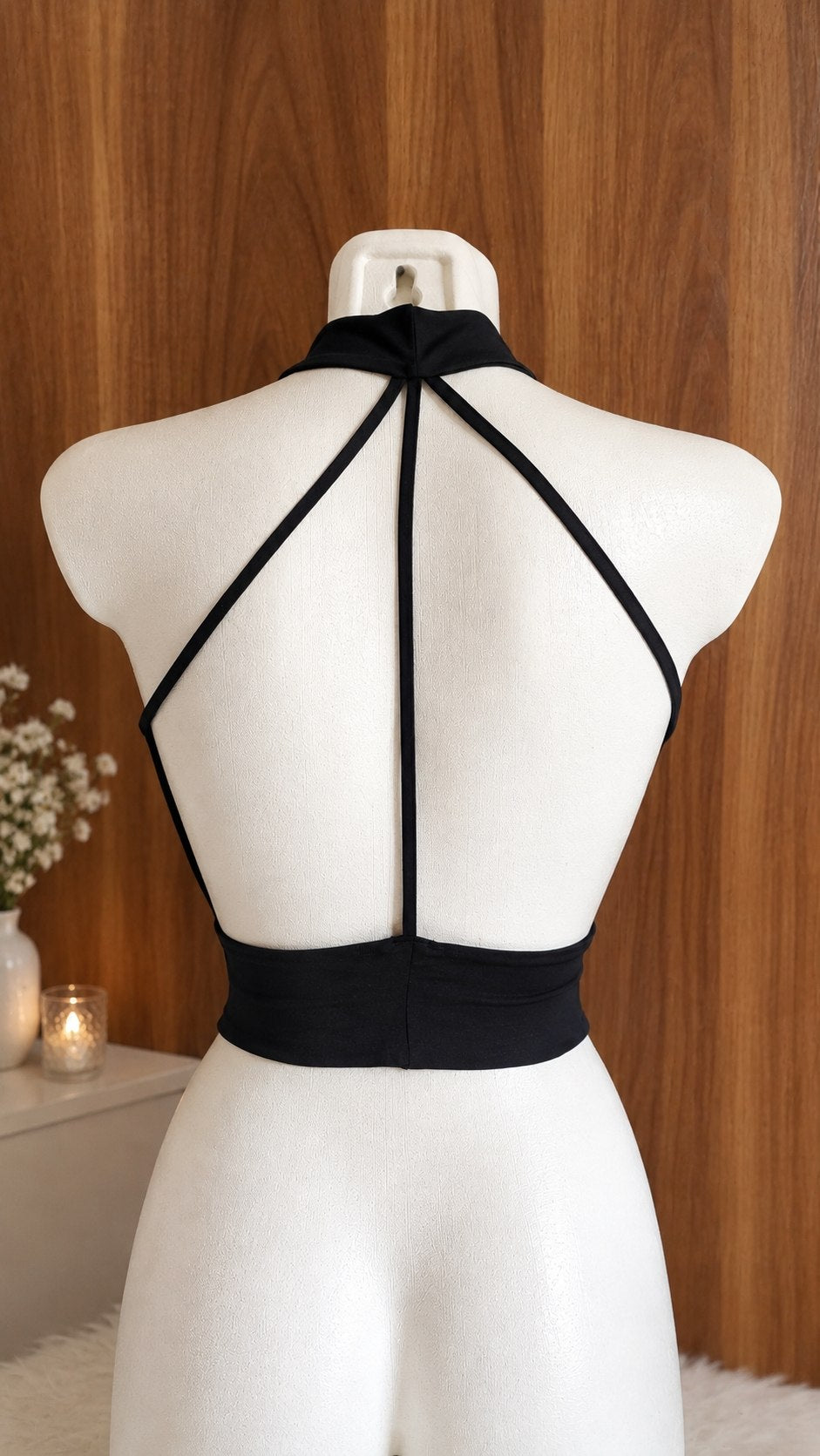 Top noir halter dos nu M/L