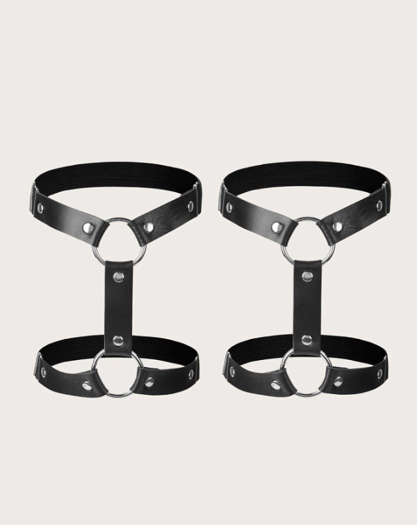 2pieces jarretelle cuir