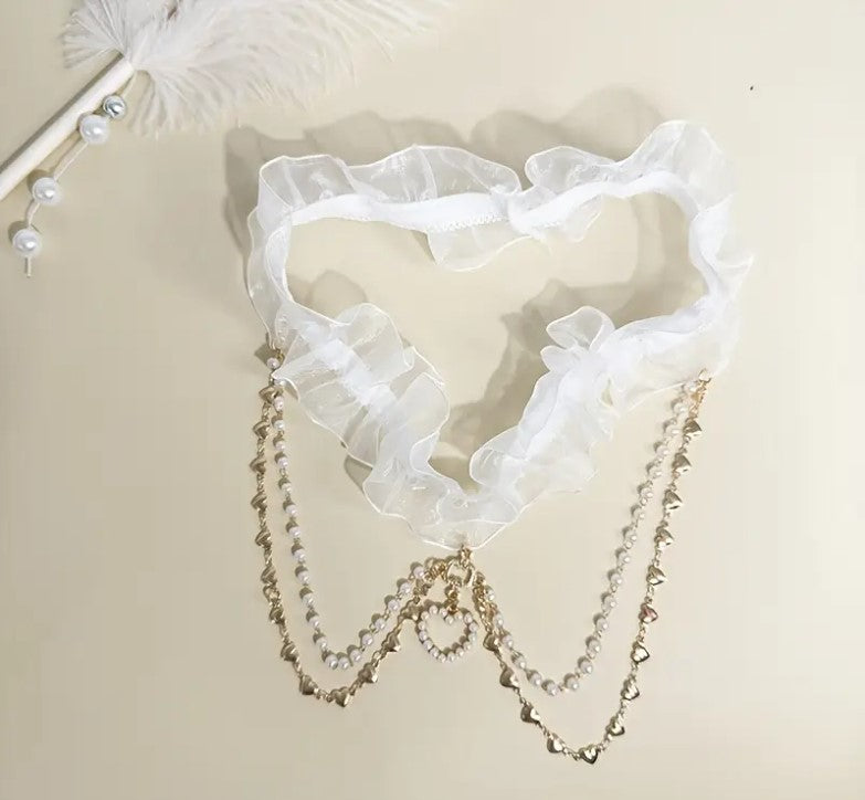 Jarretière élégante en dentelle blanche