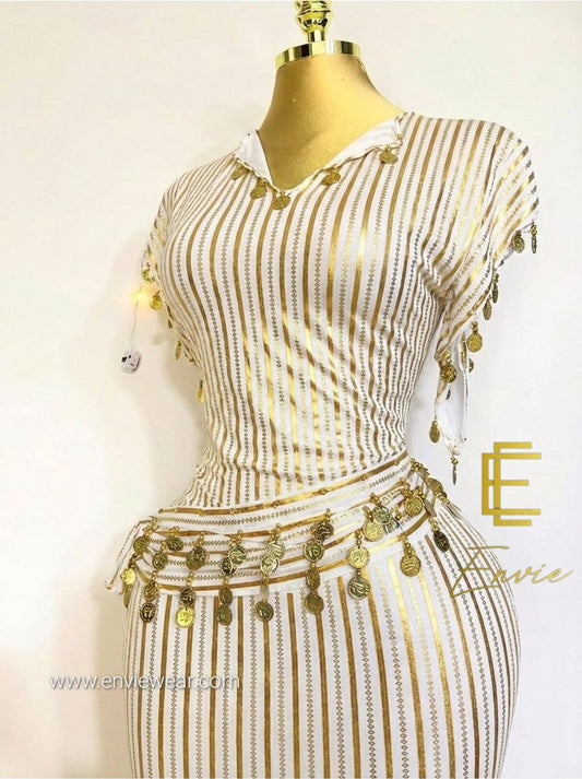 Robe Nancyblanc dore+ ceinture