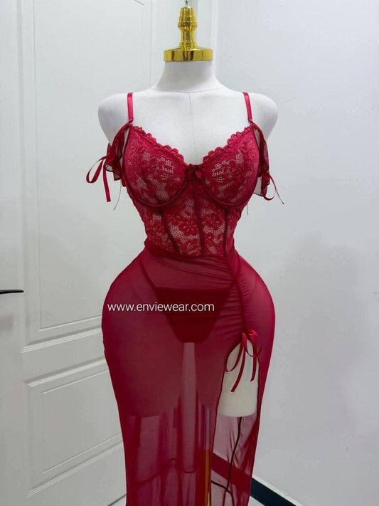 Sexy robe Red wine transparent