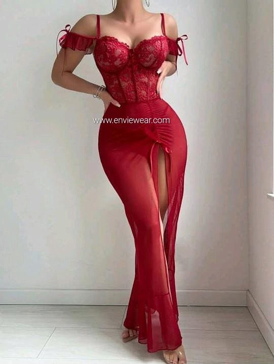 Sexy robe Red wine transparent