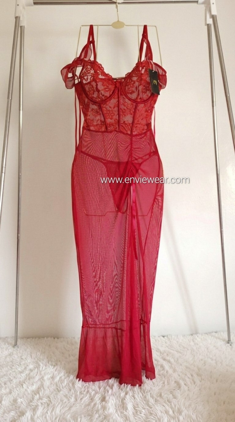 Sexy robe Red wine transparent